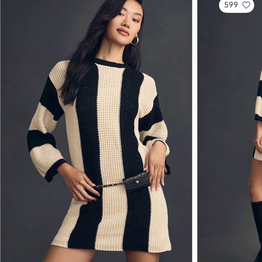 Anthropologie long sleeve striped sweater mini dress